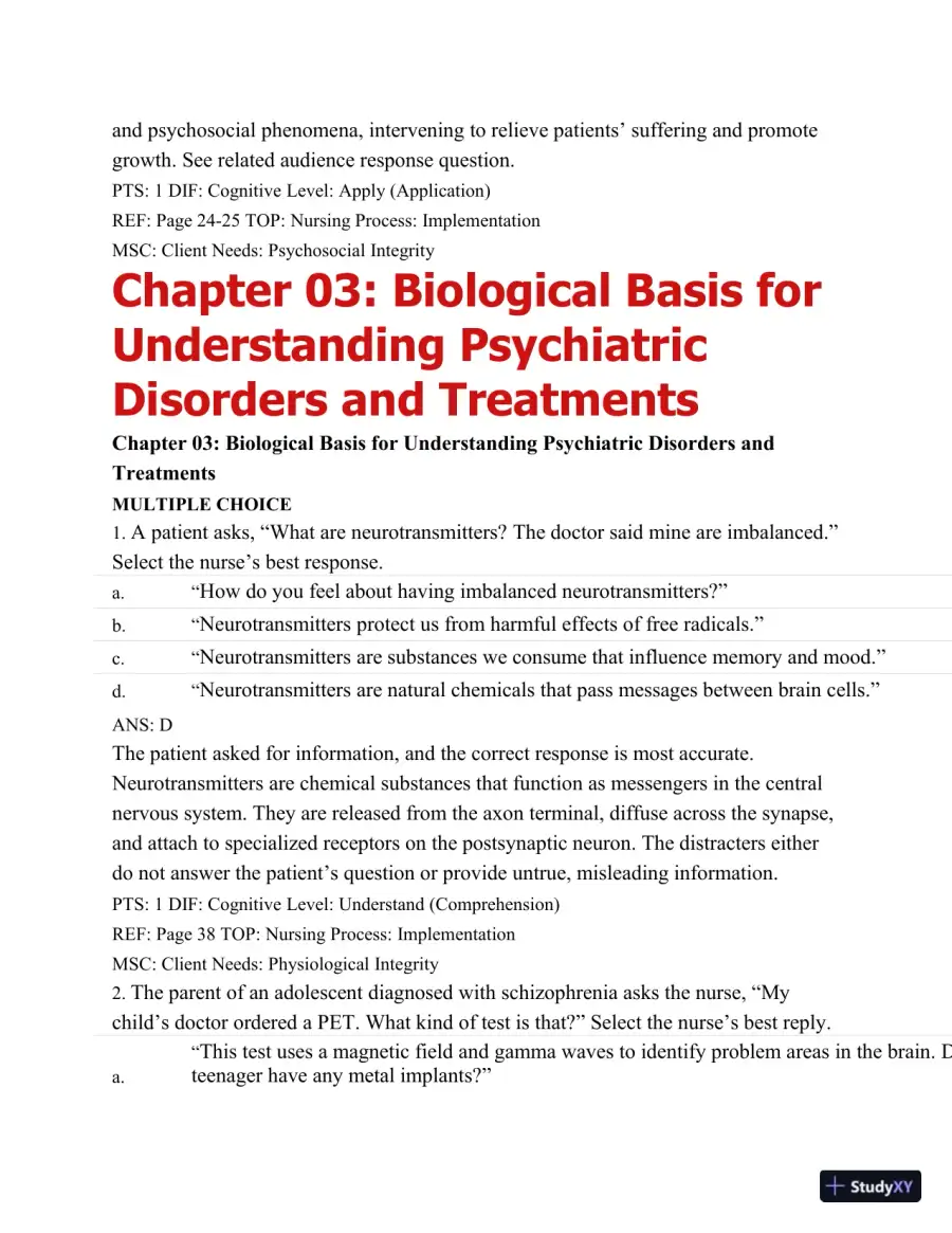 Test Bank For Varcarolis' Foundations Of Psychiatric Mental Health Nursing: A Clinical Approach, 7th Edition, page 30