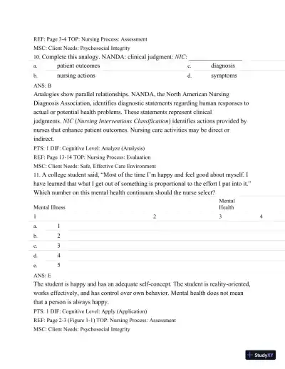 Test Bank For Varcarolis' Foundations Of Psychiatric Mental Health Nursing: A Clinical Approach, 7th Edition - Page 6 preview image