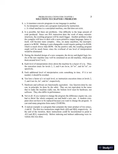 Solution Manual For Structured Computer Organization, 6th Edition - Page 3 preview image