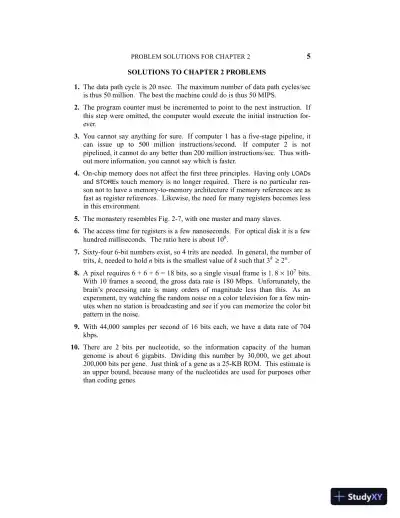 Solution Manual For Structured Computer Organization, 6th Edition - Page 5 preview image