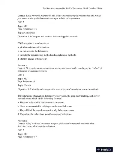 The World of Psychology, Eighth Canadian Edition Test Bank - Page 11 preview image