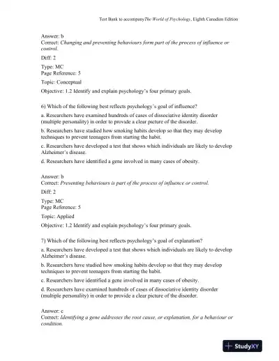 The World of Psychology, Eighth Canadian Edition Test Bank - Page 4 preview image