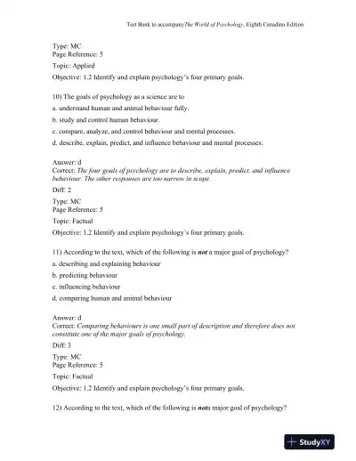 The World of Psychology, Eighth Canadian Edition Test Bank - Page 6 preview image