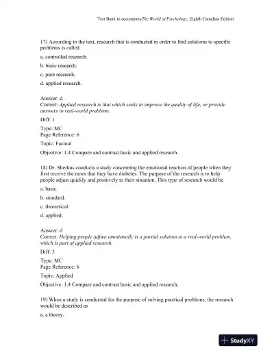 The World of Psychology, Eighth Canadian Edition Test Bank - Page 9 preview image