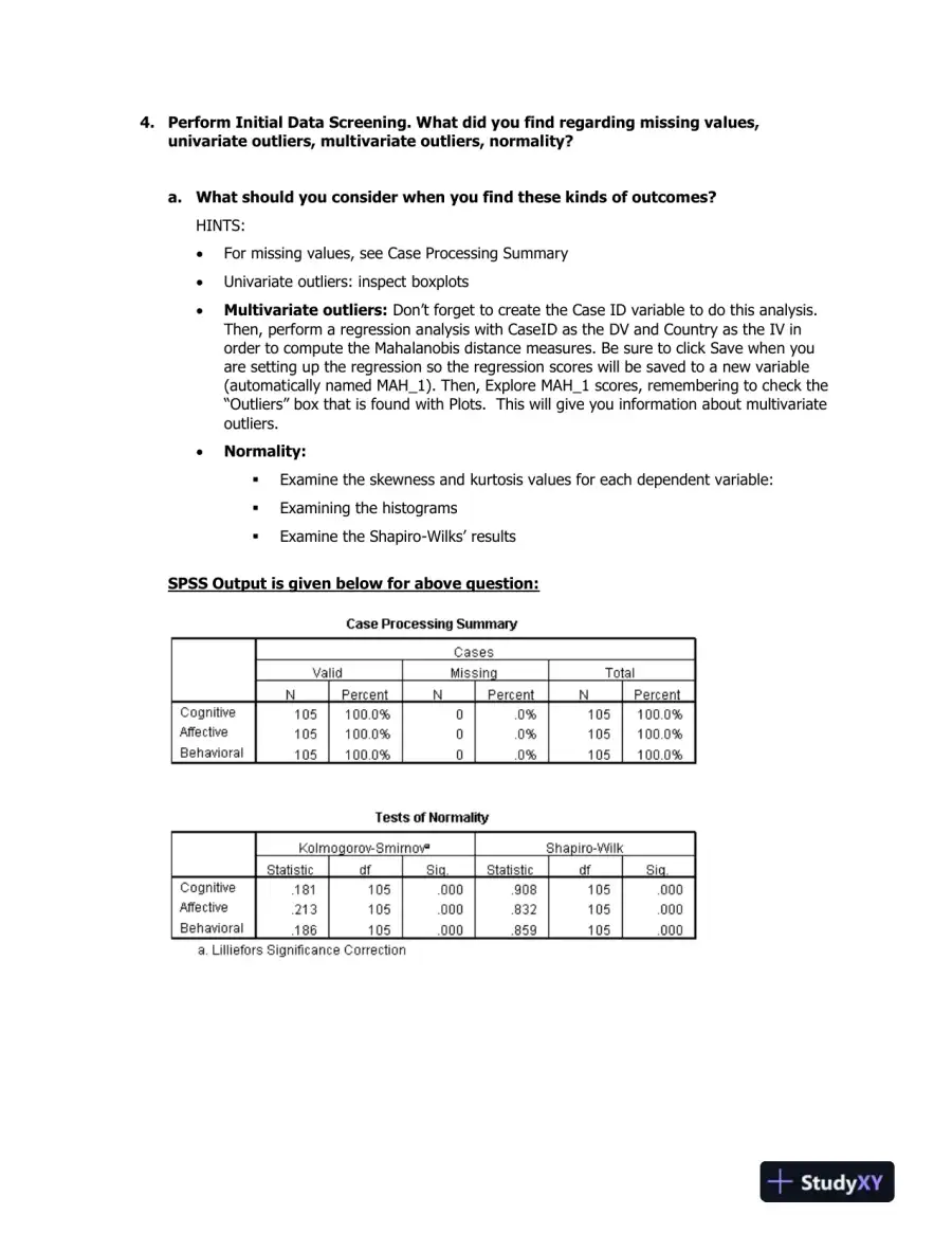 A One-Way Between-Subjects MANOVA Analysis of Cognitive, Affective, and Behavioral Dimensions, page 3