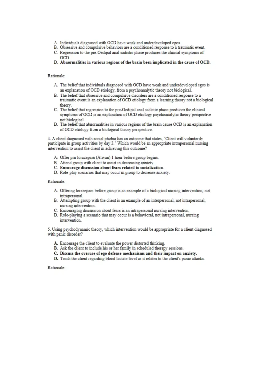 NCLEX Unit 4 Anxiety Disorders, page 2