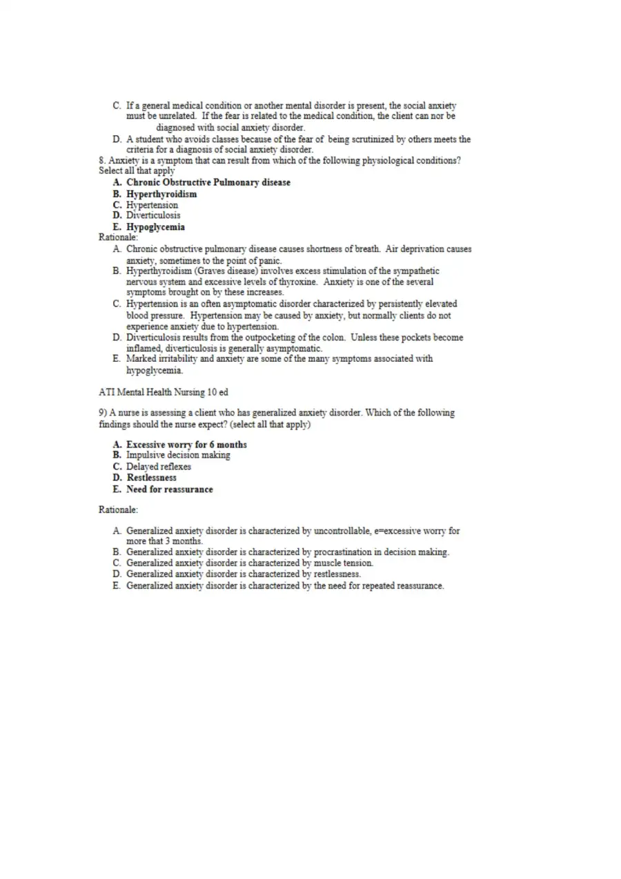 NCLEX Unit 4 Anxiety Disorders, page 4