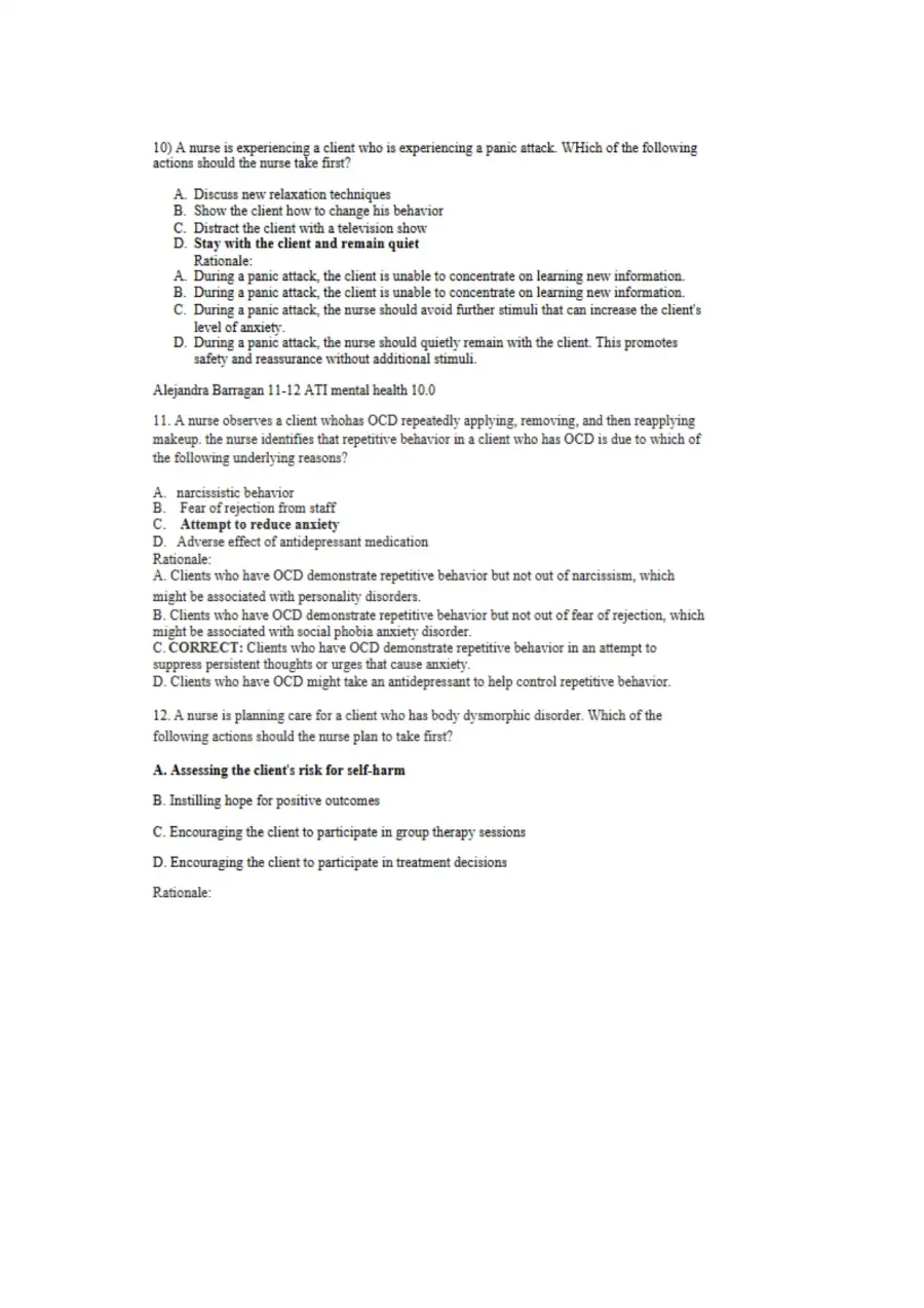 NCLEX Unit 4 Anxiety Disorders, page 5
