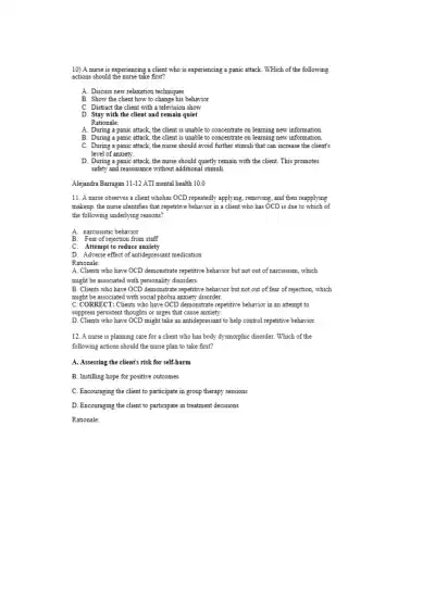 NCLEX Unit 4 Anxiety Disorders - Page 5 preview image