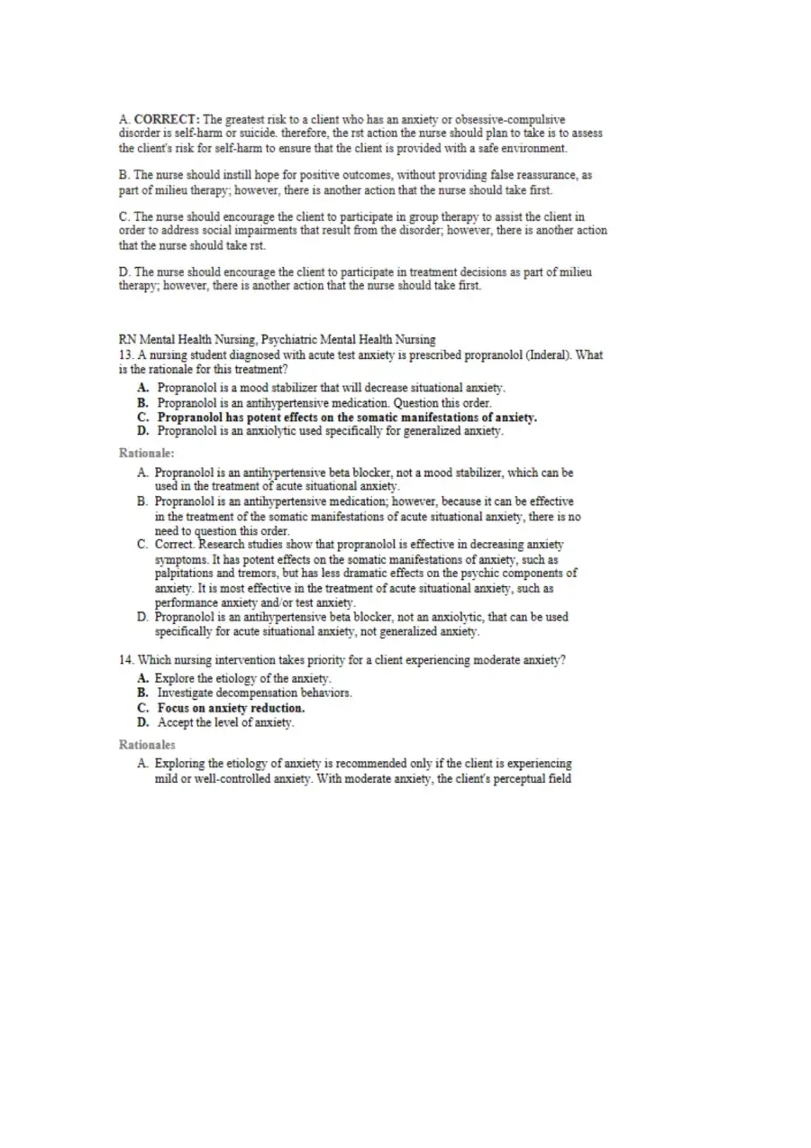 NCLEX Unit 4 Anxiety Disorders, page 6