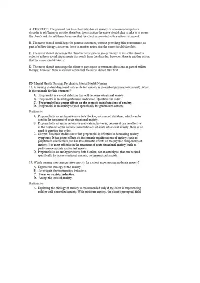 NCLEX Unit 4 Anxiety Disorders - Page 6 preview image