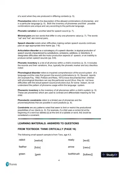 Test Bank for Articulation and Phonology in Speech Sound Disorders: A Clinical Focus, 6th Edition - Page 11 preview image