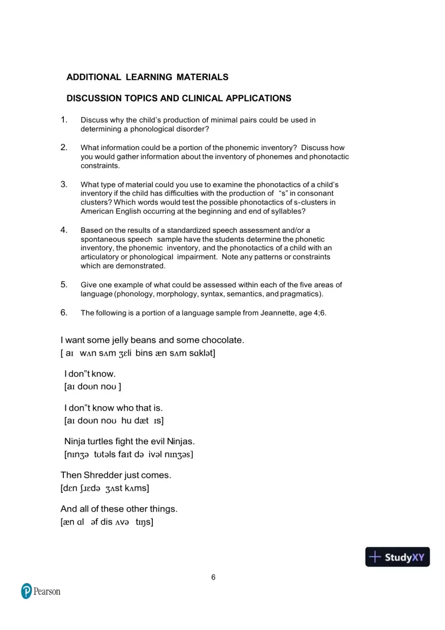 Test Bank for Articulation and Phonology in Speech Sound Disorders: A Clinical Focus, 6th Edition, page 13