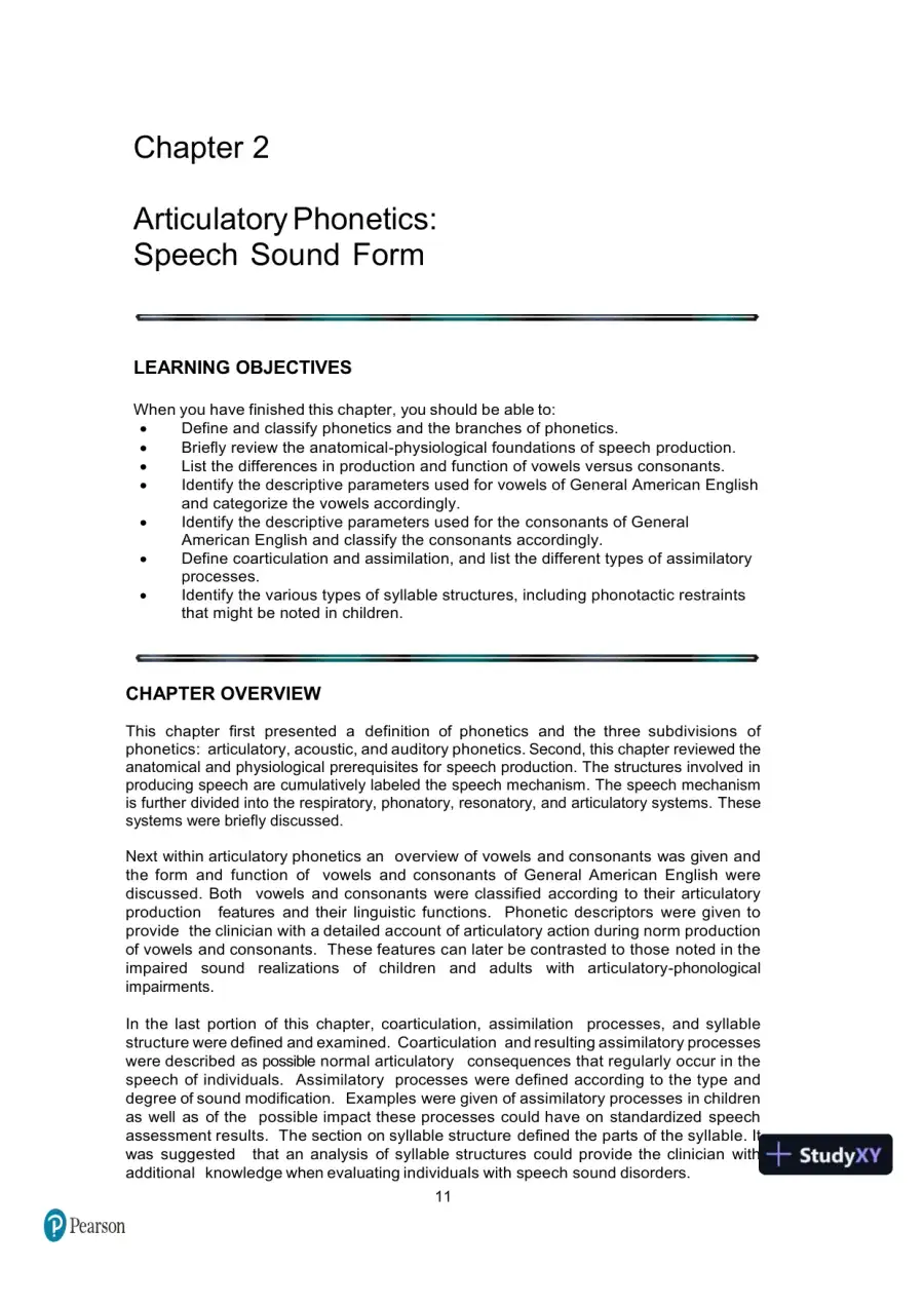 Test Bank for Articulation and Phonology in Speech Sound Disorders: A Clinical Focus, 6th Edition, page 16