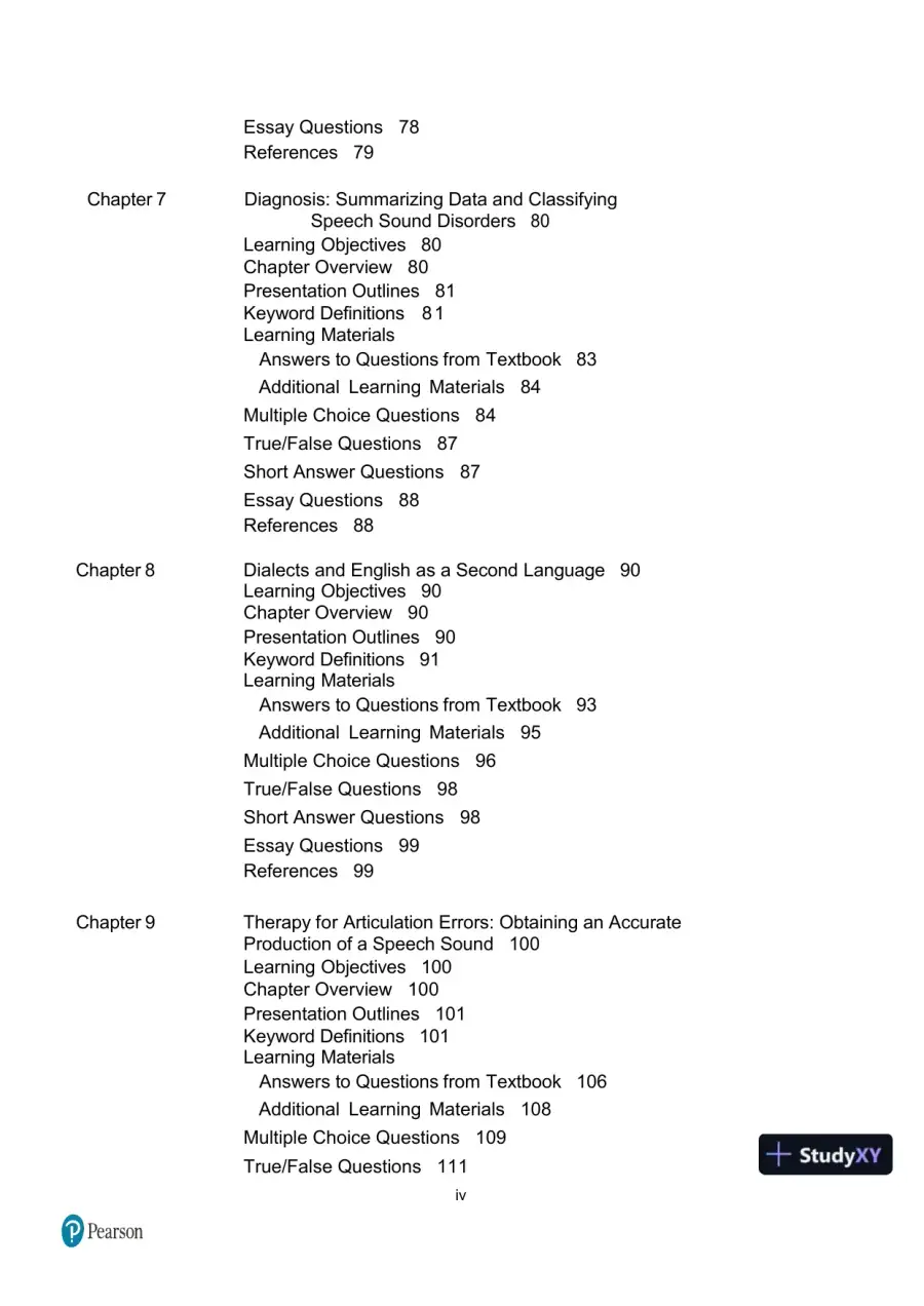 Test Bank for Articulation and Phonology in Speech Sound Disorders: A Clinical Focus, 6th Edition, page 5