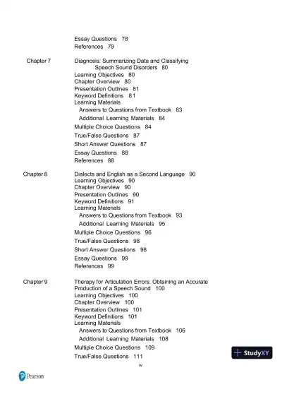 Test Bank for Articulation and Phonology in Speech Sound Disorders: A Clinical Focus, 6th Edition - Page 5 preview image