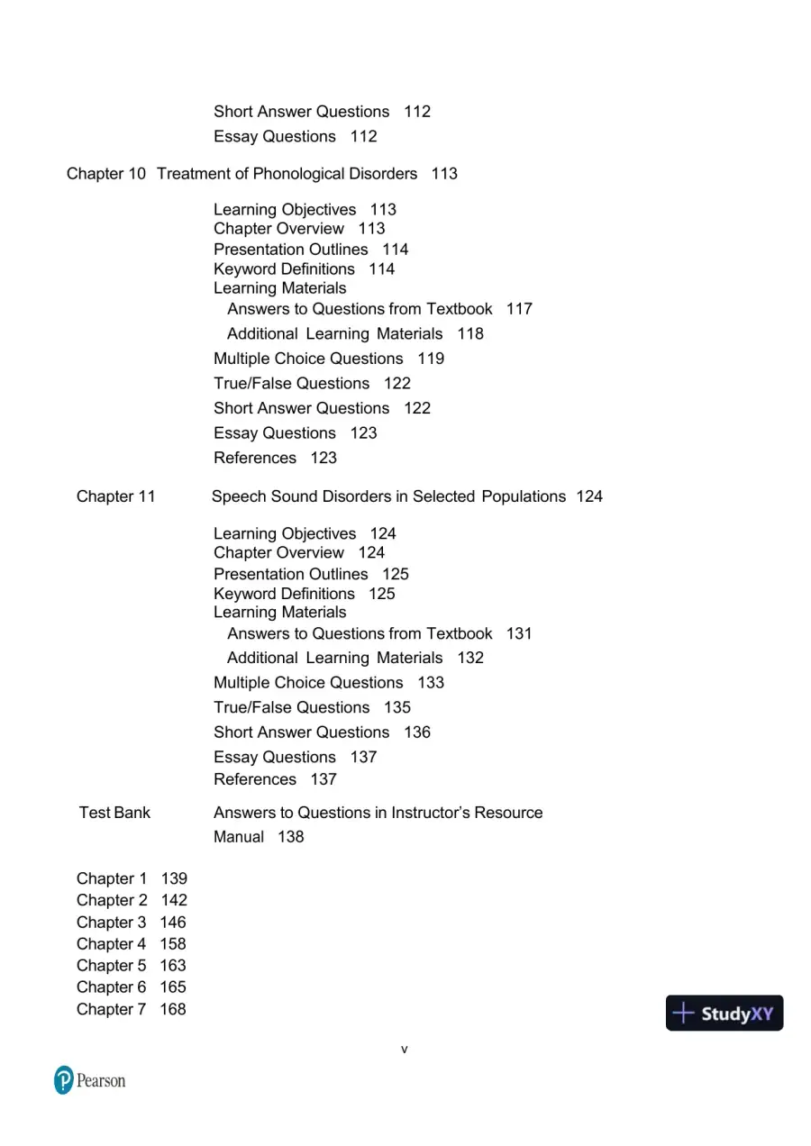 Test Bank for Articulation and Phonology in Speech Sound Disorders: A Clinical Focus, 6th Edition, page 6