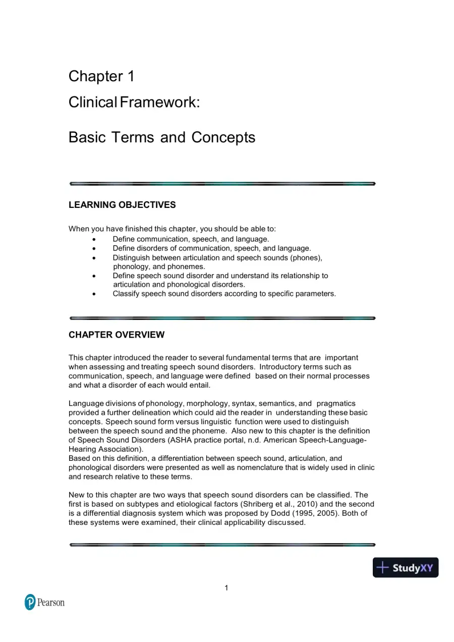 Test Bank for Articulation and Phonology in Speech Sound Disorders: A Clinical Focus, 6th Edition, page 8