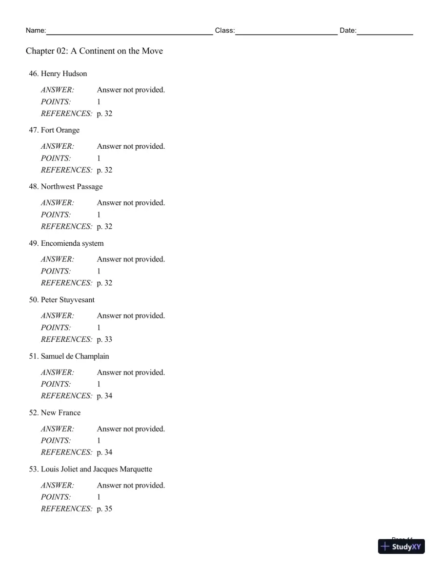 Cengage Advantage Books: Making America, Volume 1 To 1877: A History Of The United States, 7th Edition Test Bank, page 12