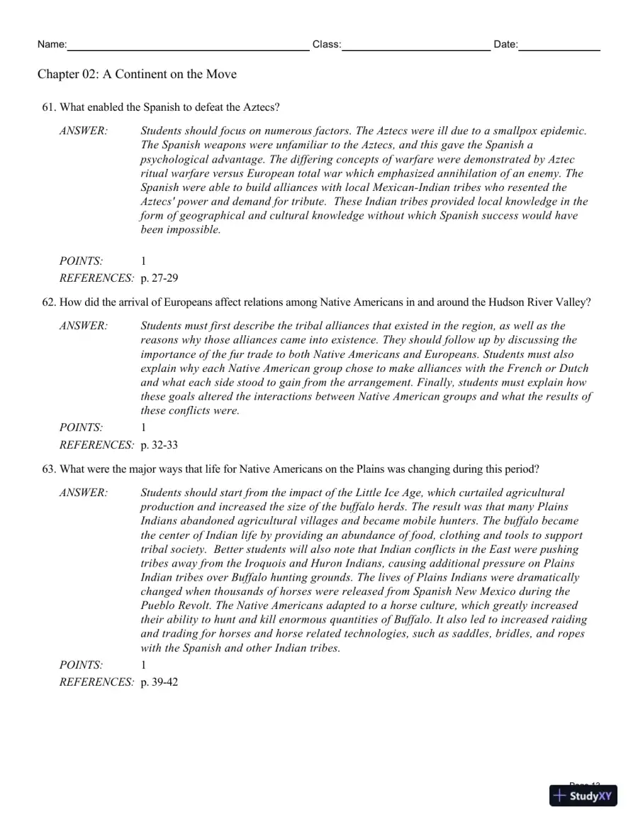 Cengage Advantage Books: Making America, Volume 1 To 1877: A History Of The United States, 7th Edition Test Bank, page 14