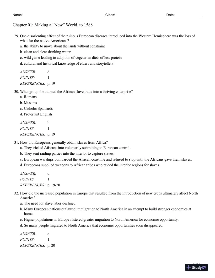 Cengage Advantage Books: Making America, Volume 1 To 1877: A History Of The United States, 7th Edition Test Bank, page 23