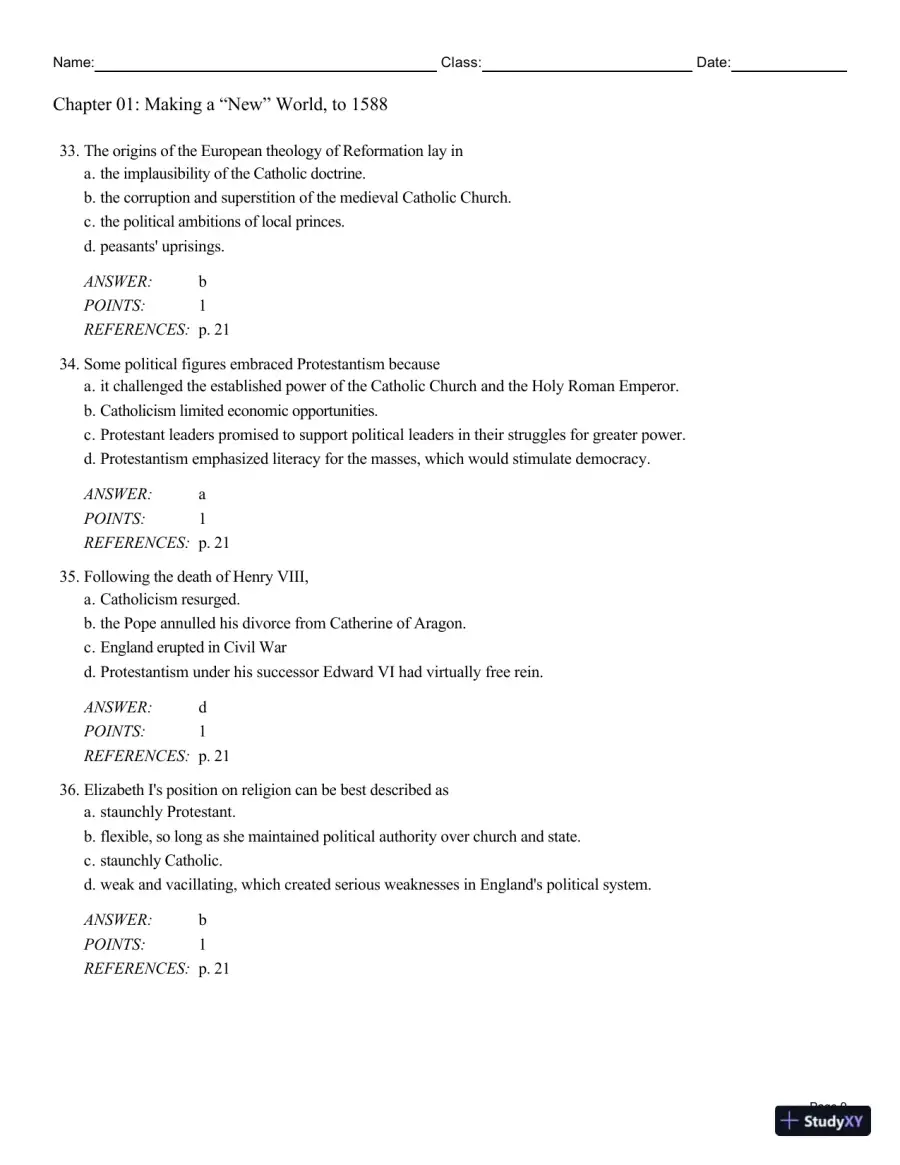 Cengage Advantage Books: Making America, Volume 1 To 1877: A History Of The United States, 7th Edition Test Bank, page 24
