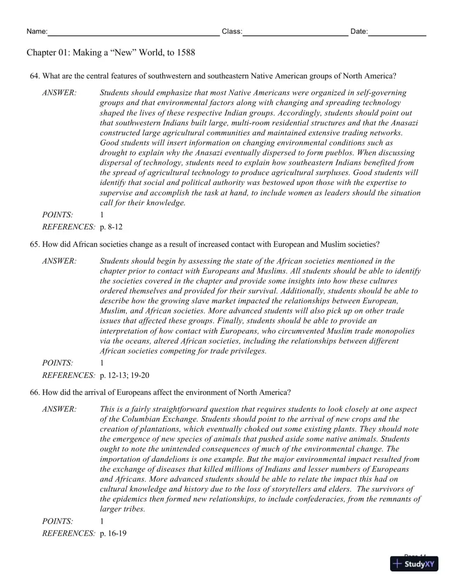 Cengage Advantage Books: Making America, Volume 1 To 1877: A History Of The United States, 7th Edition Test Bank, page 29