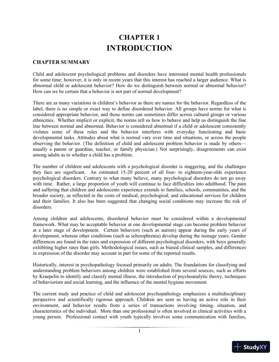 Lecture Notes for Abnormal Child and Adolescent Psychology, 8th Edition, page 4