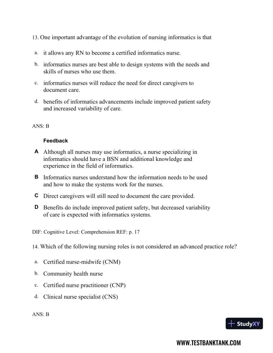 Professional Nursing: Concepts & Challenges 8th Edition Test Bank, page 11