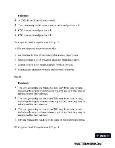 Professional Nursing: Concepts & Challenges 8th Edition Test Bank - Page 12 preview image