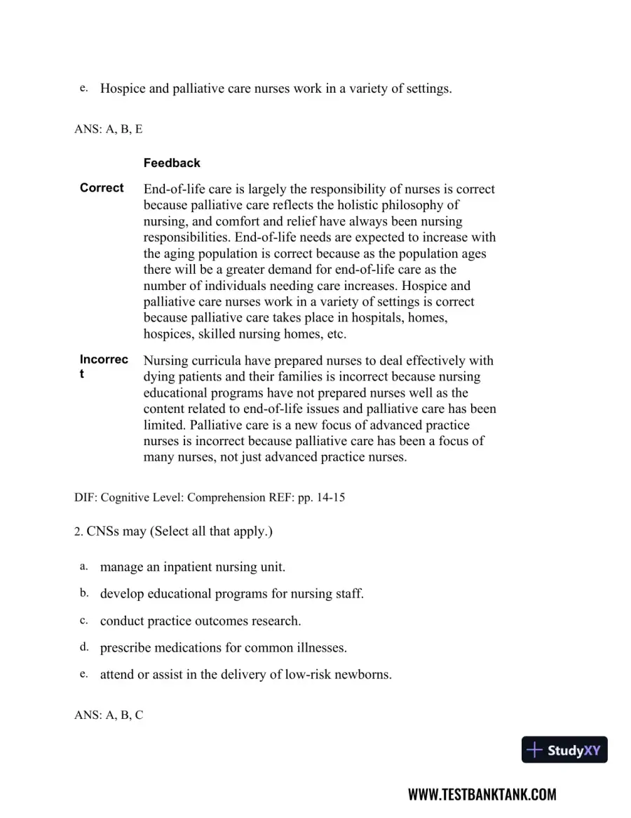 Professional Nursing: Concepts & Challenges 8th Edition Test Bank, page 14