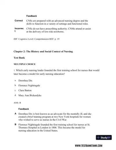 Professional Nursing: Concepts & Challenges 8th Edition Test Bank - Page 15 preview image