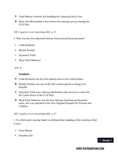 Professional Nursing: Concepts & Challenges 8th Edition Test Bank - Page 16 preview image