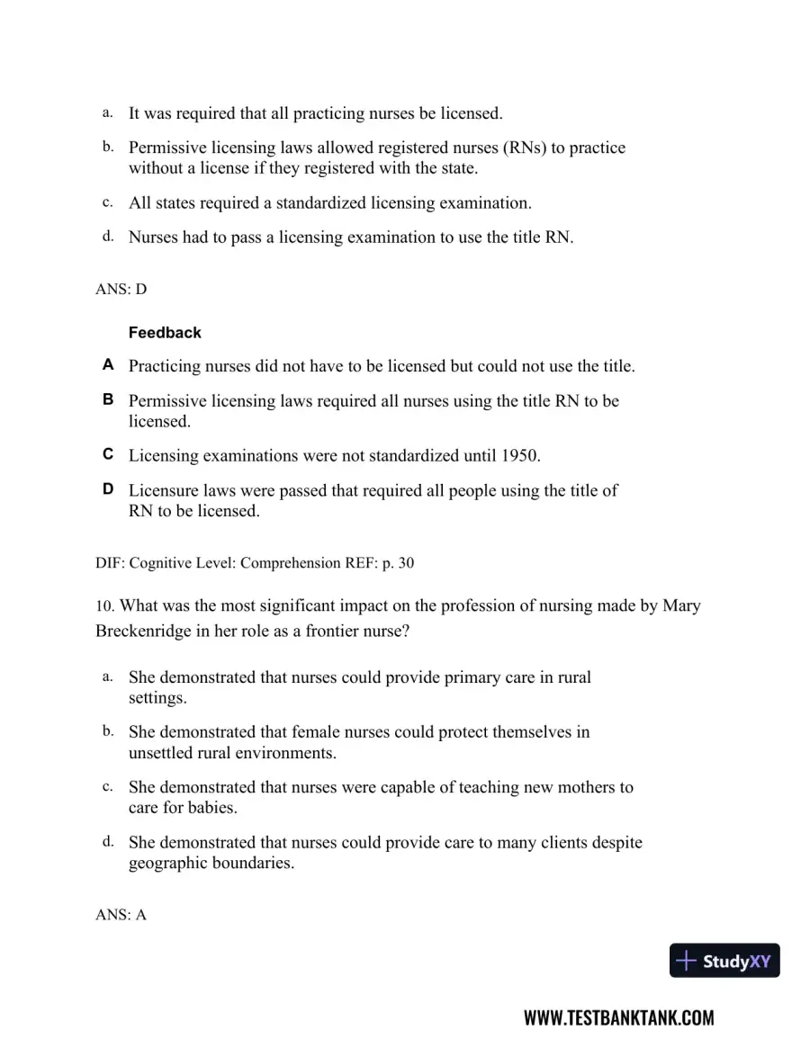 Professional Nursing: Concepts & Challenges 8th Edition Test Bank, page 21