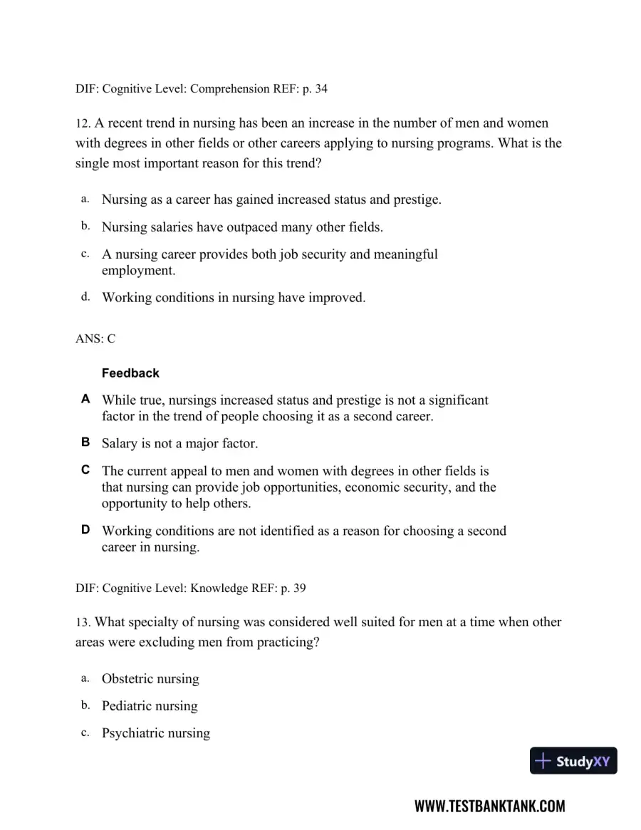 Professional Nursing: Concepts & Challenges 8th Edition Test Bank, page 23