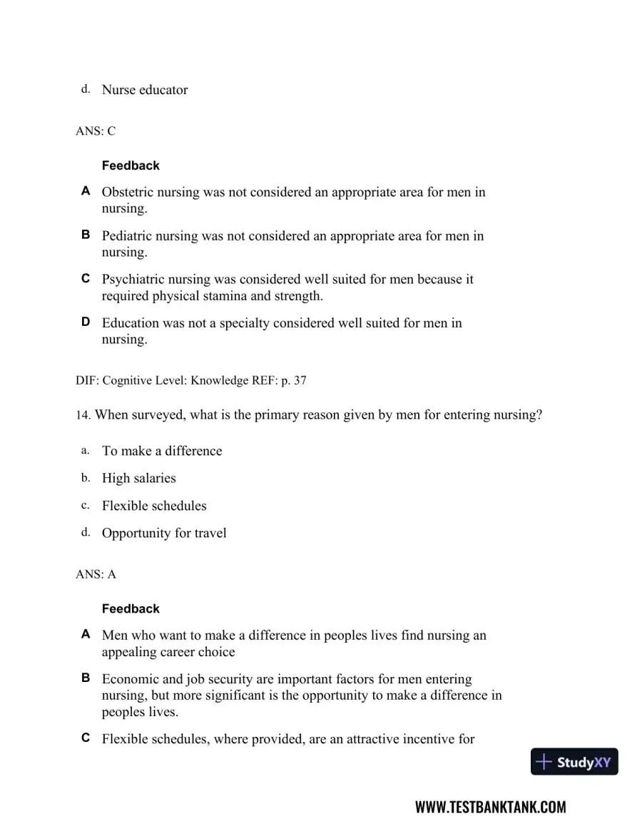 Professional Nursing: Concepts & Challenges 8th Edition Test Bank, page 24