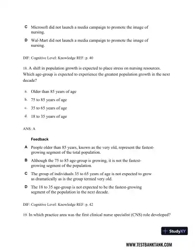 Professional Nursing: Concepts & Challenges 8th Edition Test Bank - Page 27 preview image