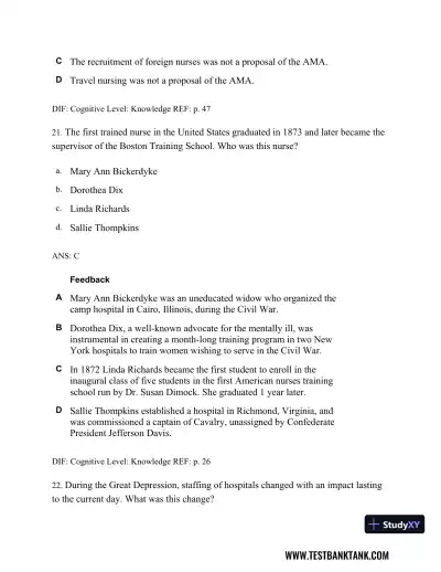 Professional Nursing: Concepts & Challenges 8th Edition Test Bank - Page 29 preview image