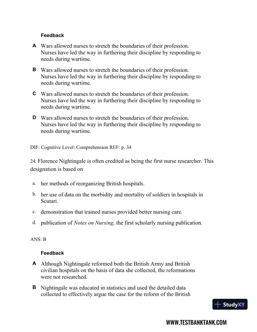 Professional Nursing: Concepts & Challenges 8th Edition Test Bank, page 31