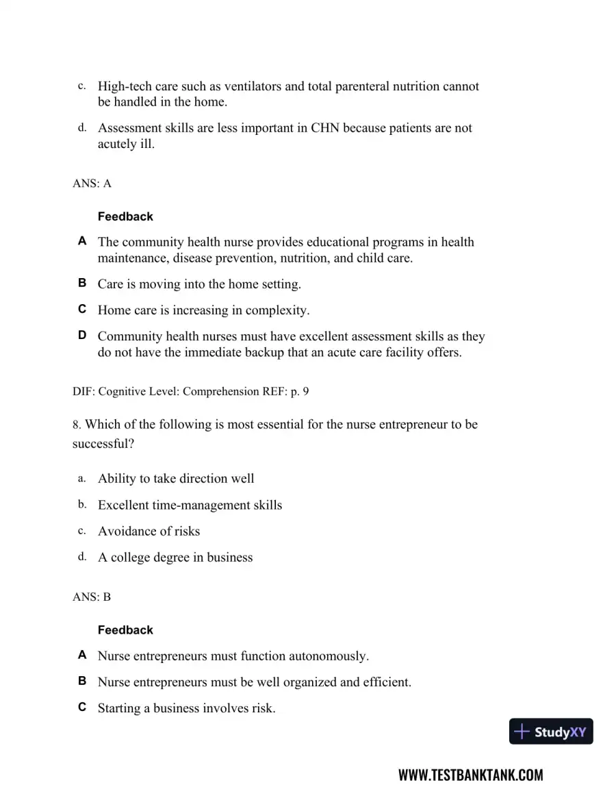 Professional Nursing: Concepts & Challenges 8th Edition Test Bank, page 7