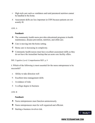 Professional Nursing: Concepts & Challenges 8th Edition Test Bank - Page 7 preview image