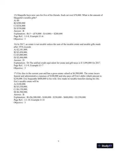 Pearson's Federal Taxation 2018 Individuals (Prentice Hall's Federal Taxation Individuals) 31st Edition Test Bank - Page 10 preview image