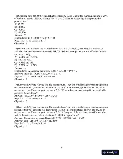 Pearson's Federal Taxation 2018 Individuals (Prentice Hall's Federal Taxation Individuals) 31st Edition Test Bank - Page 6 preview image