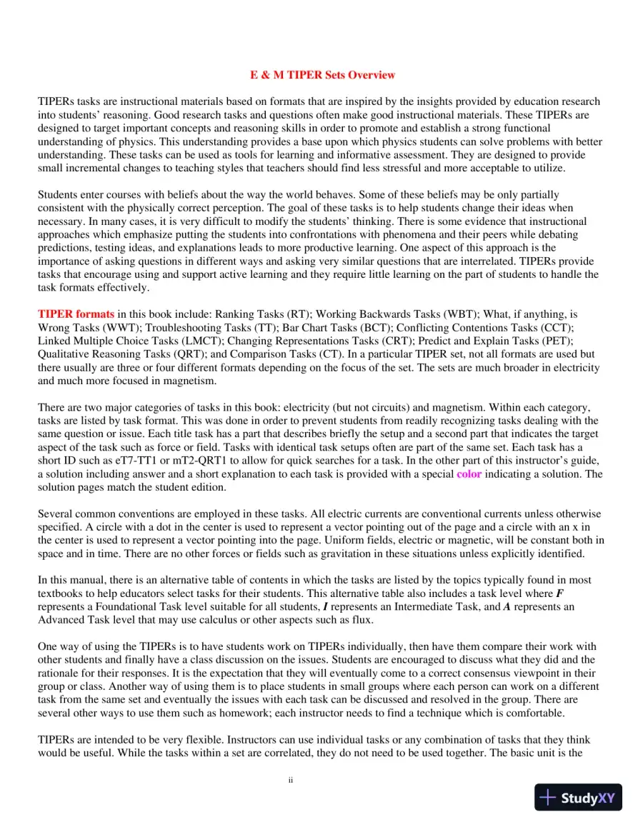 Solution Manual for E and M TIPERs Electricity And Magnetism: Electricity And Magnetism Tasks: Inspried By Physics Education Research, 1st Edition, page 3