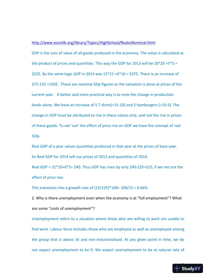 Economic Indicators and Their Implications: Real GDP, Unemployment, Inflation, and Standard of Living, page 3