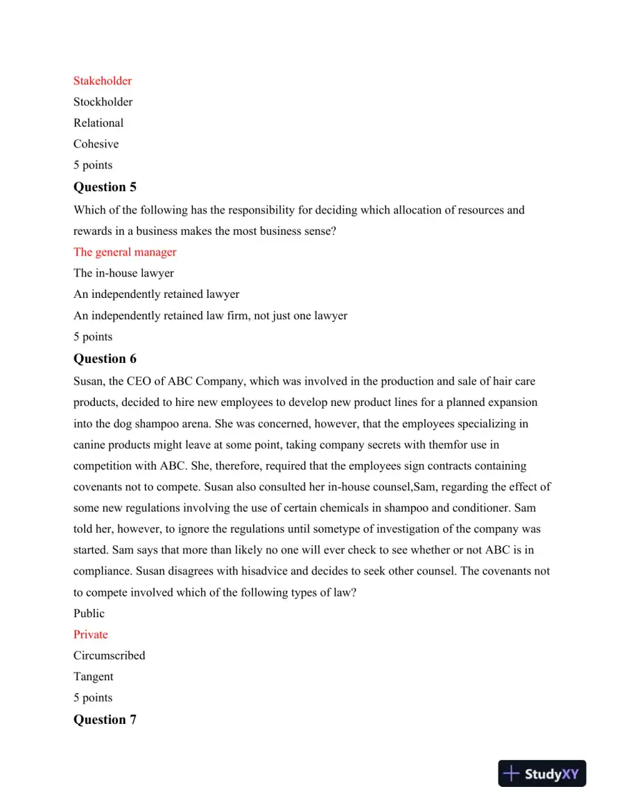 FIU BUL 6810: Business Law and Ethics Quiz 1, page 3