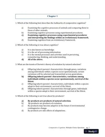Comparative Cognition, 1st Edition Test Bank - Page 1 preview image