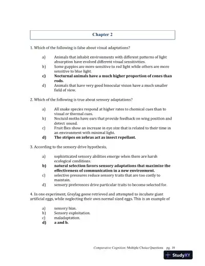 Comparative Cognition, 1st Edition Test Bank - Page 10 preview image