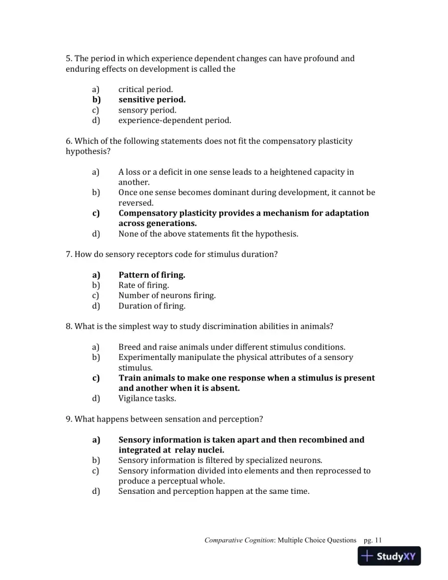 Comparative Cognition, 1st Edition Test Bank, page 11