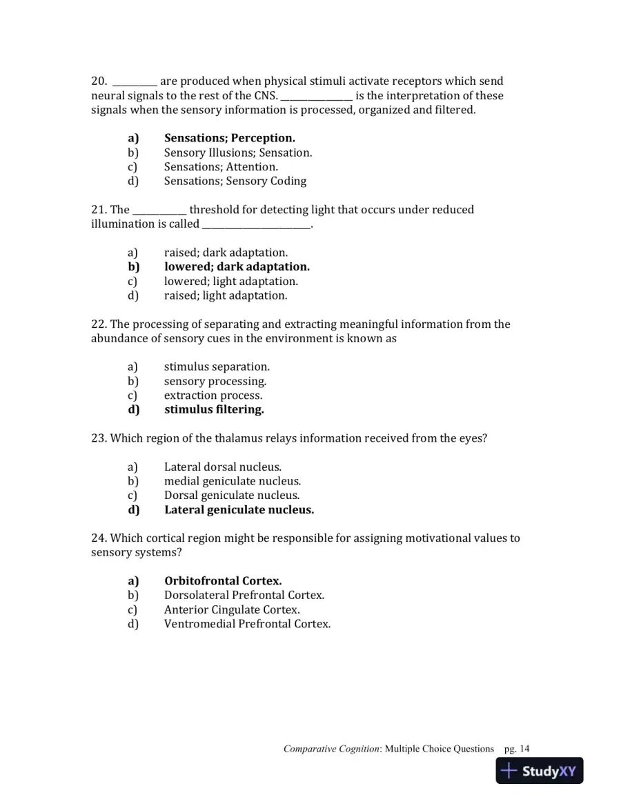 Comparative Cognition, 1st Edition Test Bank, page 14
